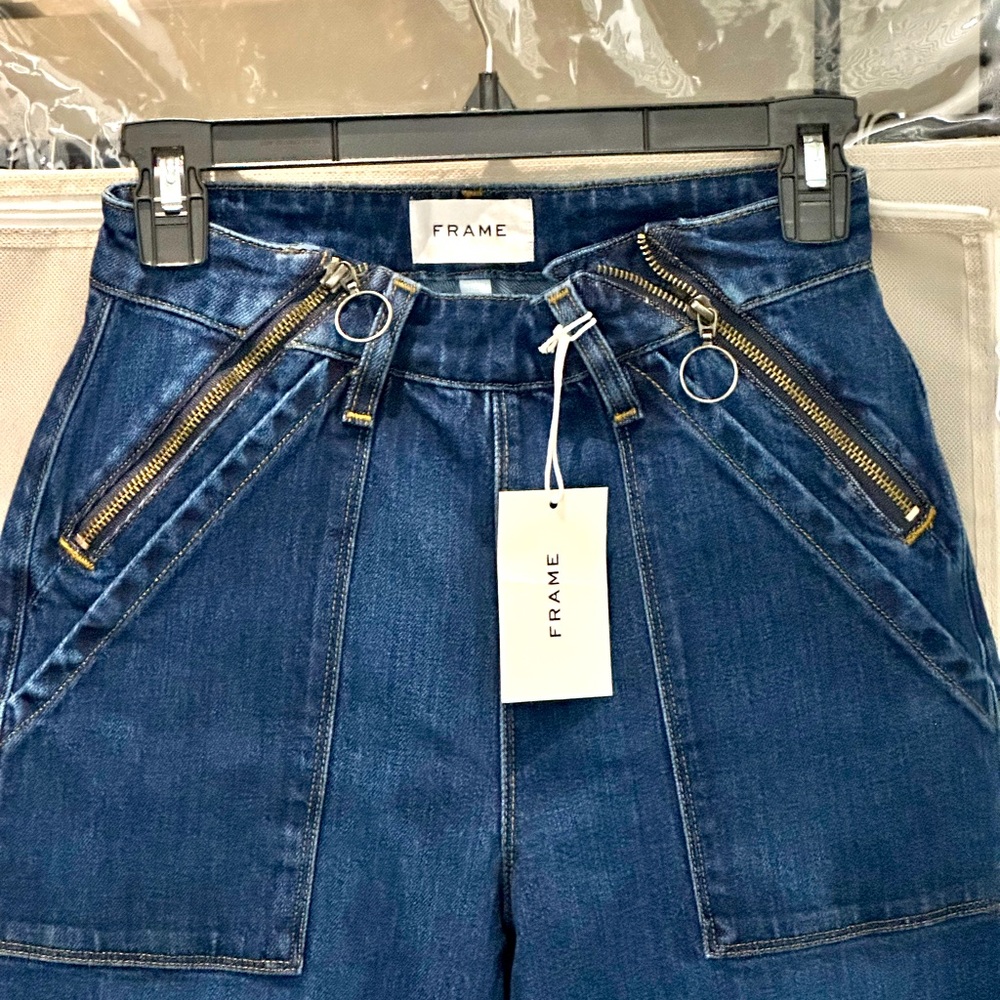 COPY - Frame Le Palazzo O Ring Zip high waisted denim trouser style jean NWT …